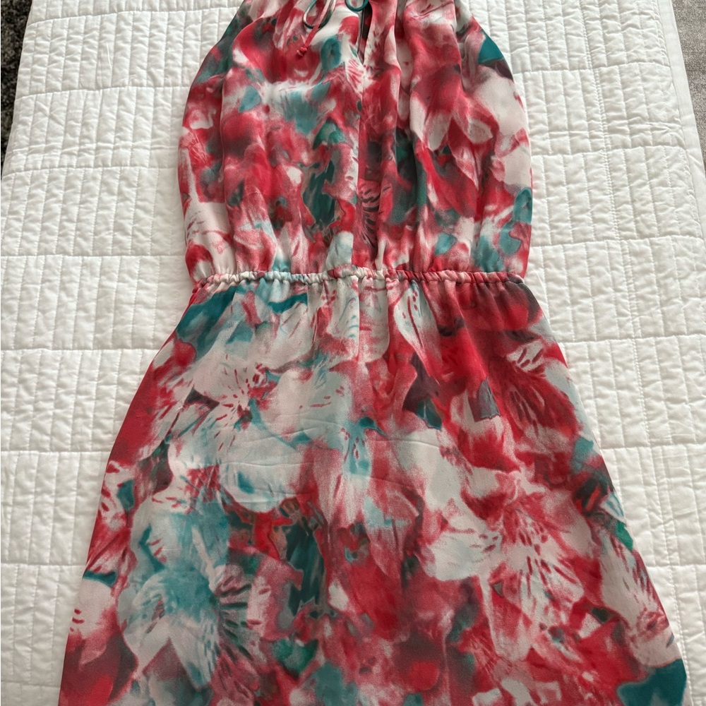 Parker Vibrant Red and Teal Dress